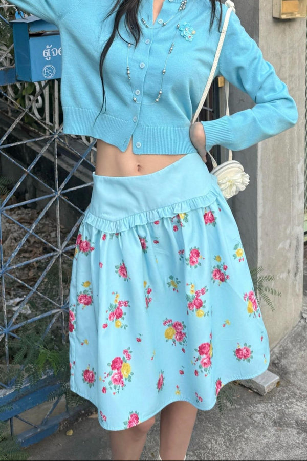 Floral Lace Puff Skirt