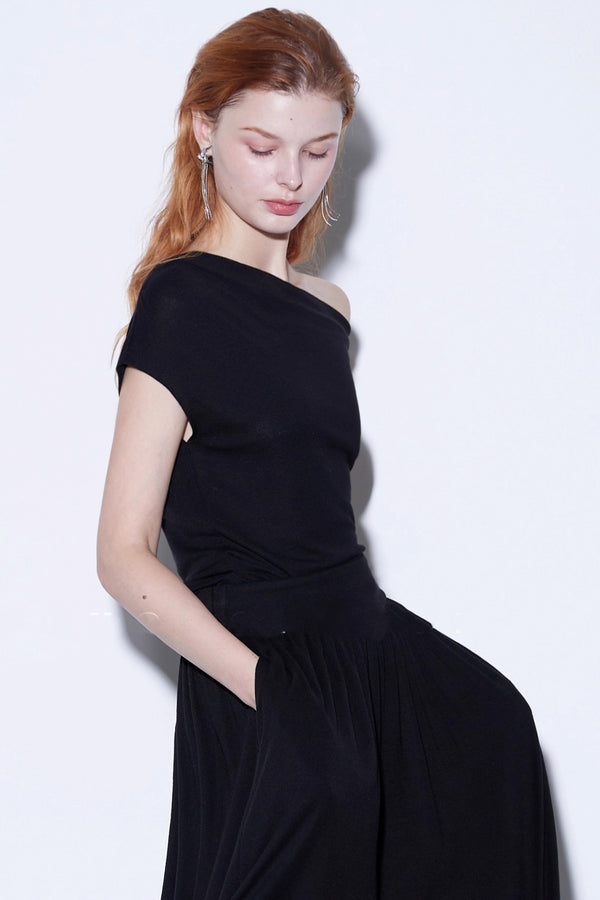 Nude Wool Pleated Top