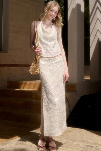 Elegant Starlit Top Skirt Set-Up