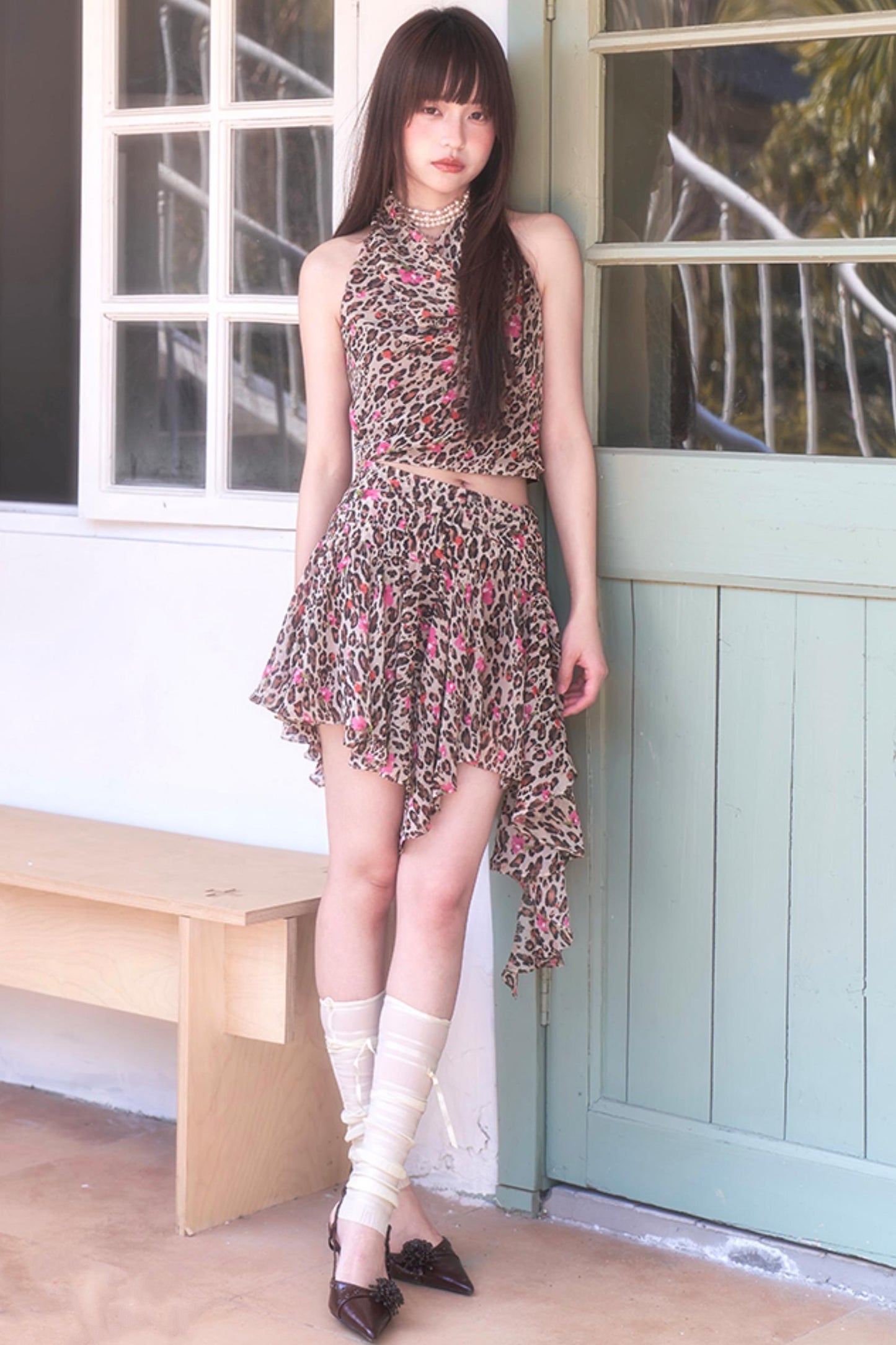 Leopard Chiffon Cami Set-Up