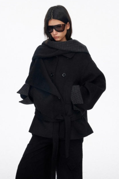 Lapel Asymmetrical Wool Coat Set-Up