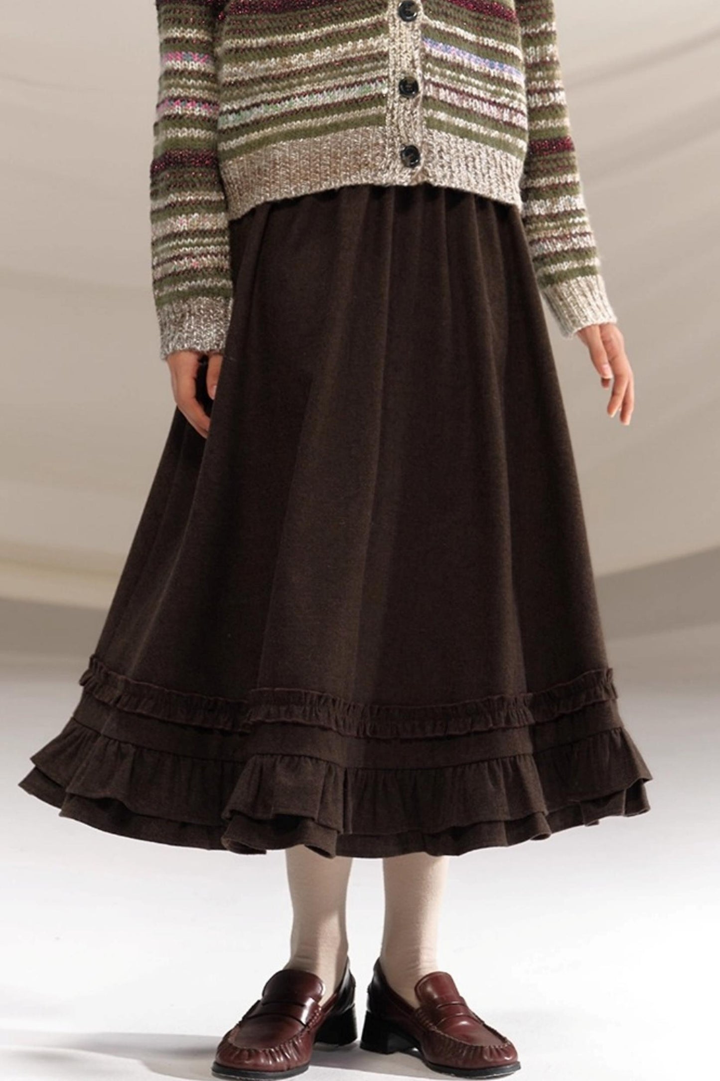 Hazelnut Lace Wool Skirt