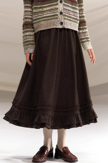 Hazelnut Lace Wool Skirt