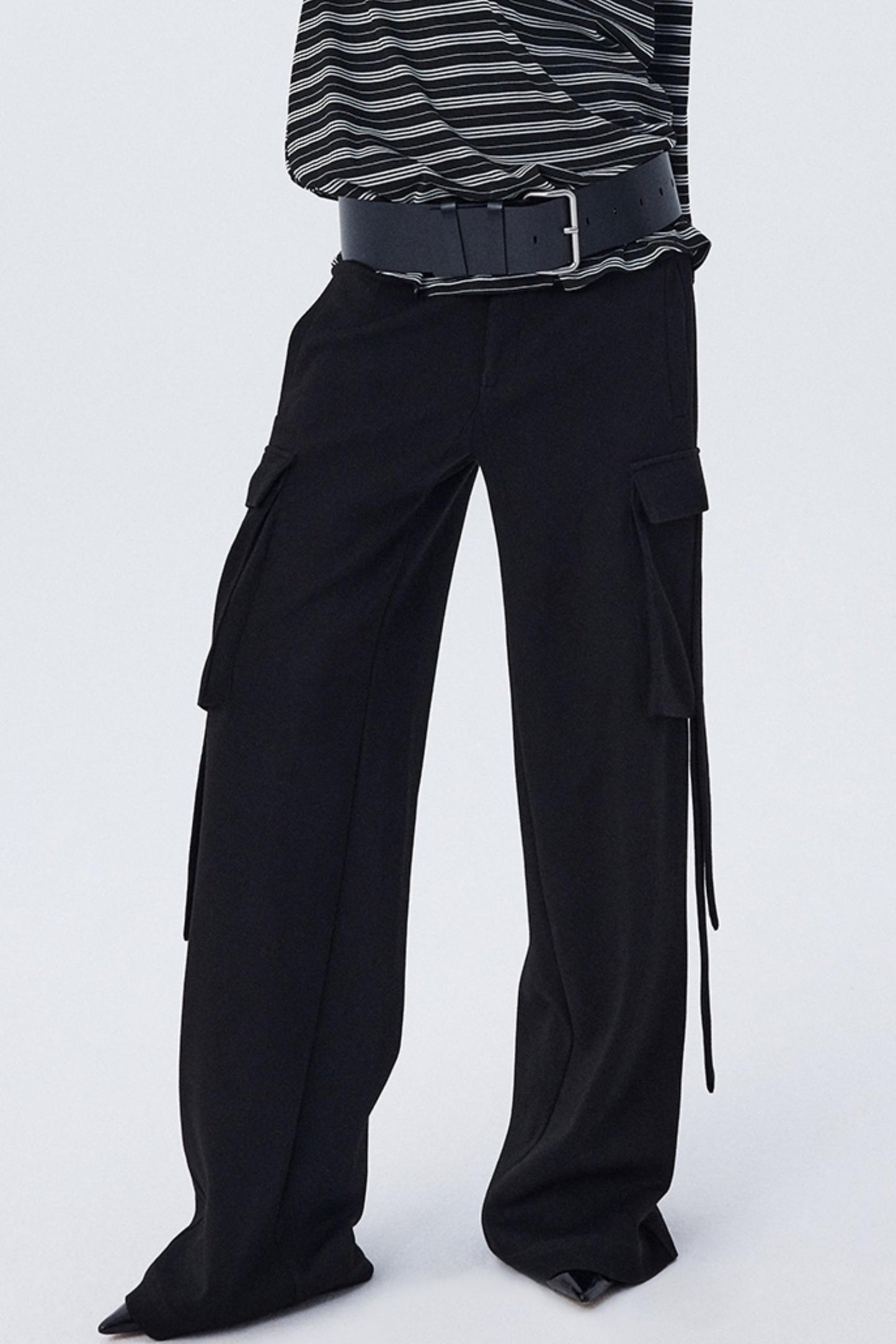 Pocket Detail Straight Baggy Pants