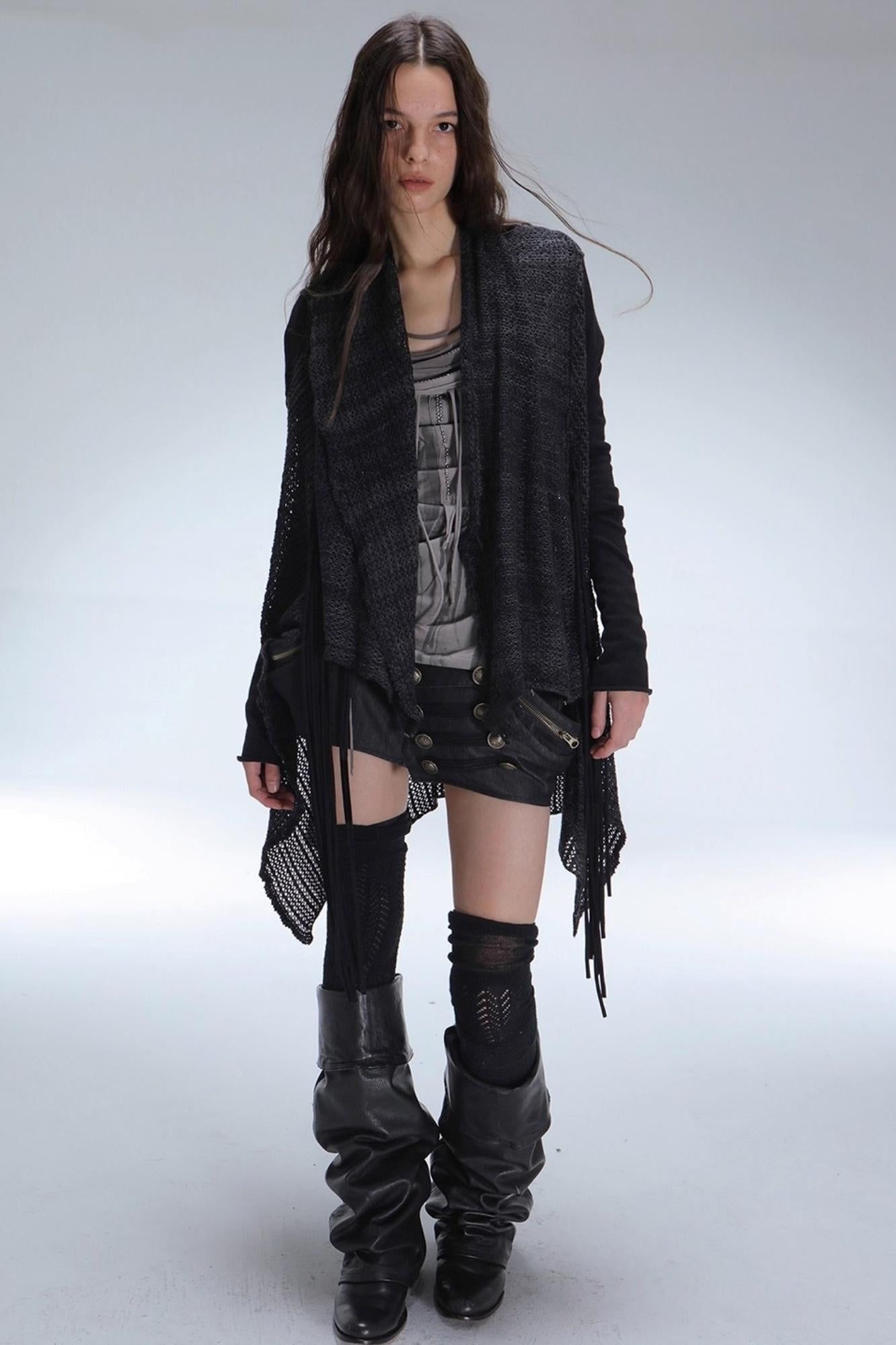 Bohemian Wool Fringed Cardigan