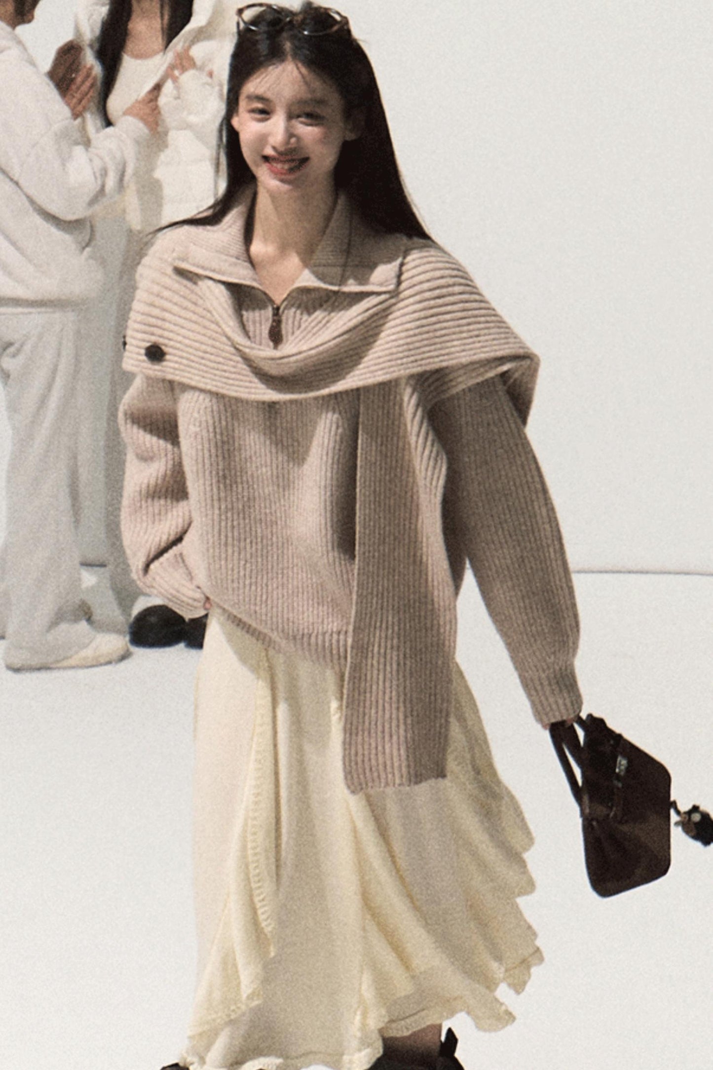 Wool Jacquard Ruffle Skirt