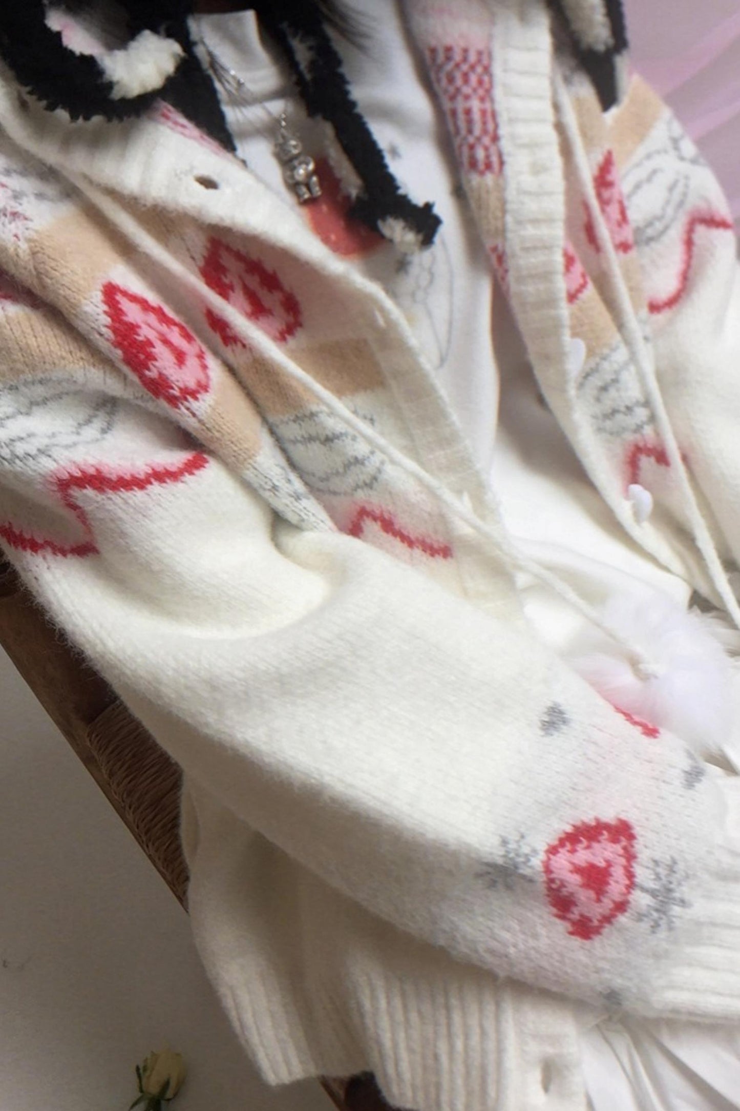 Happy Birthday Strawberry Mohair Cardigan