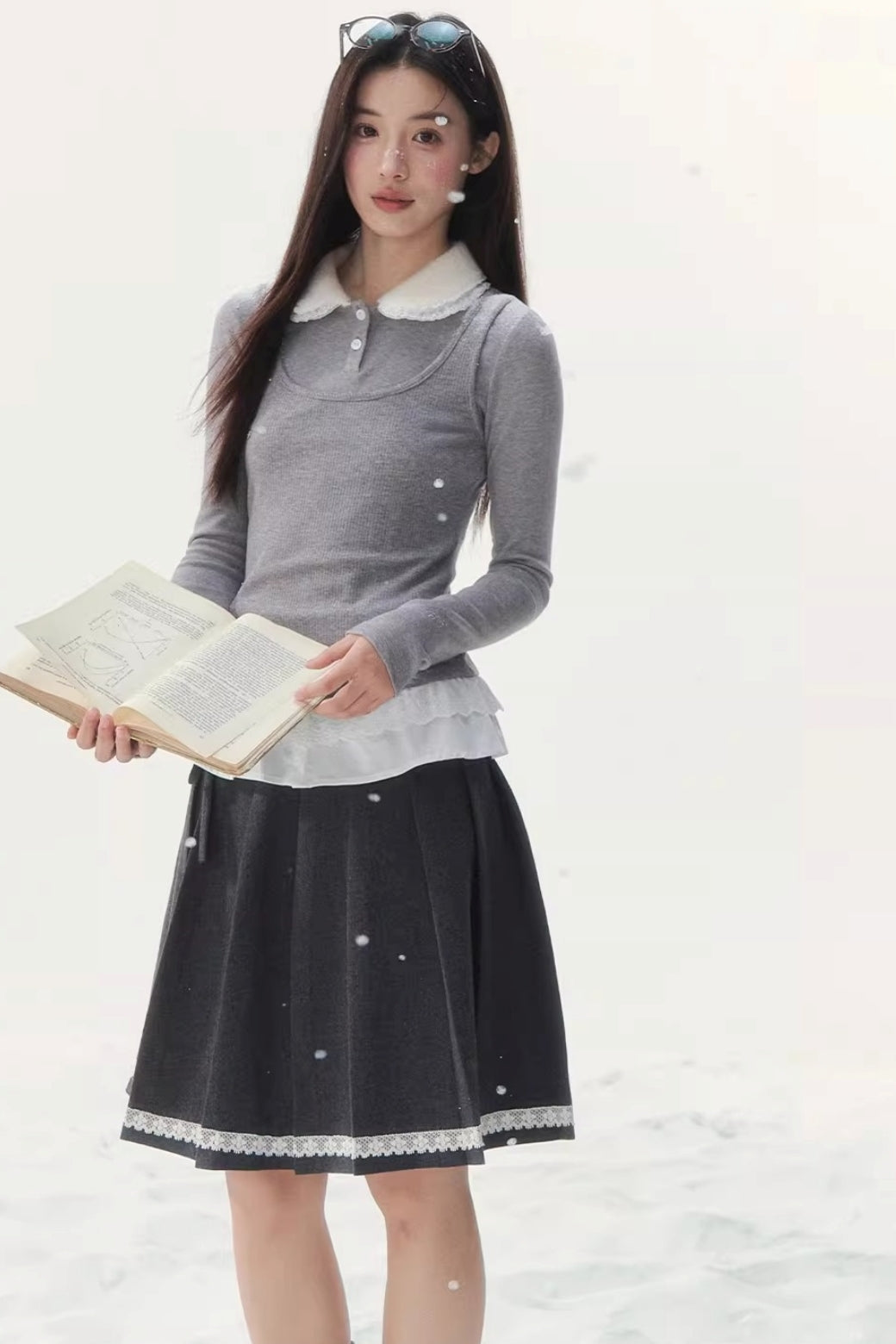 Faux Two-Piece Knitted T-Shirt