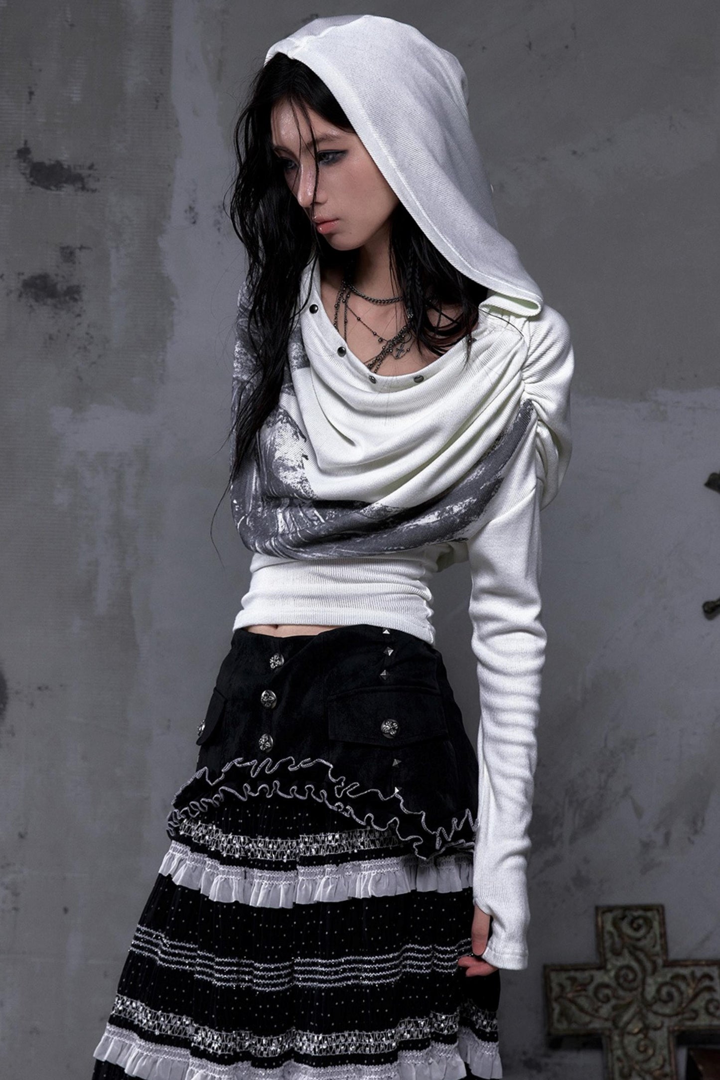 Wasteland Swing Collar Knitted Tops