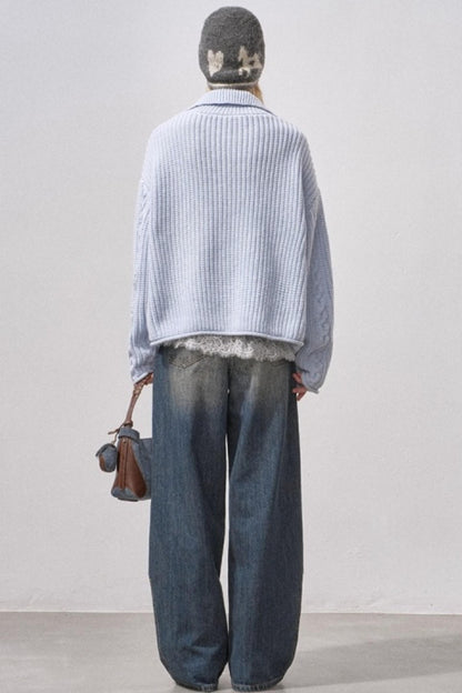 Thick Cable Knit Turtleneck Cardigan