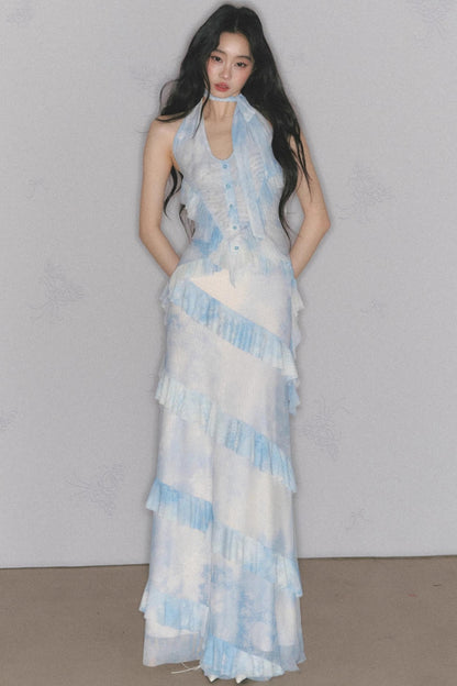 Sea Mint Halter Skirt Set-Up