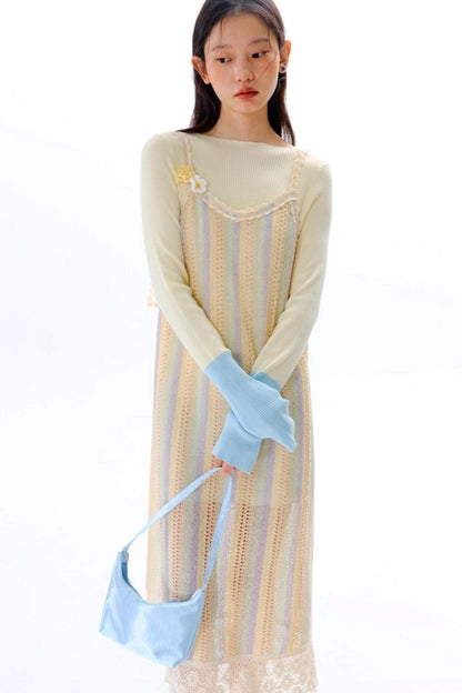 Rainbow Bohemian Hand Hook Flower Dress