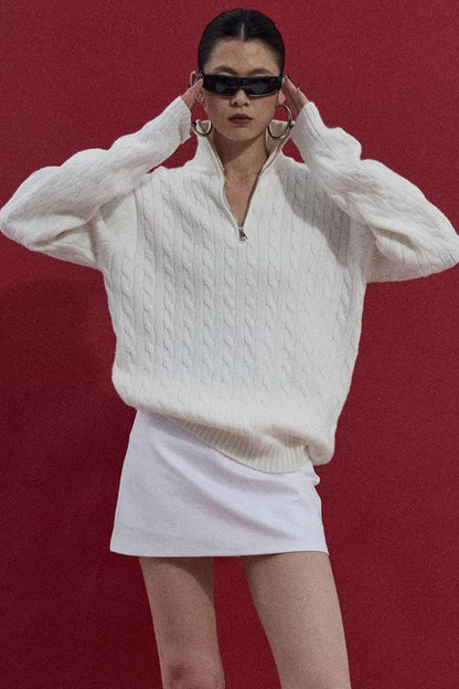 Three-Dimensional Cable Knit Sweater
