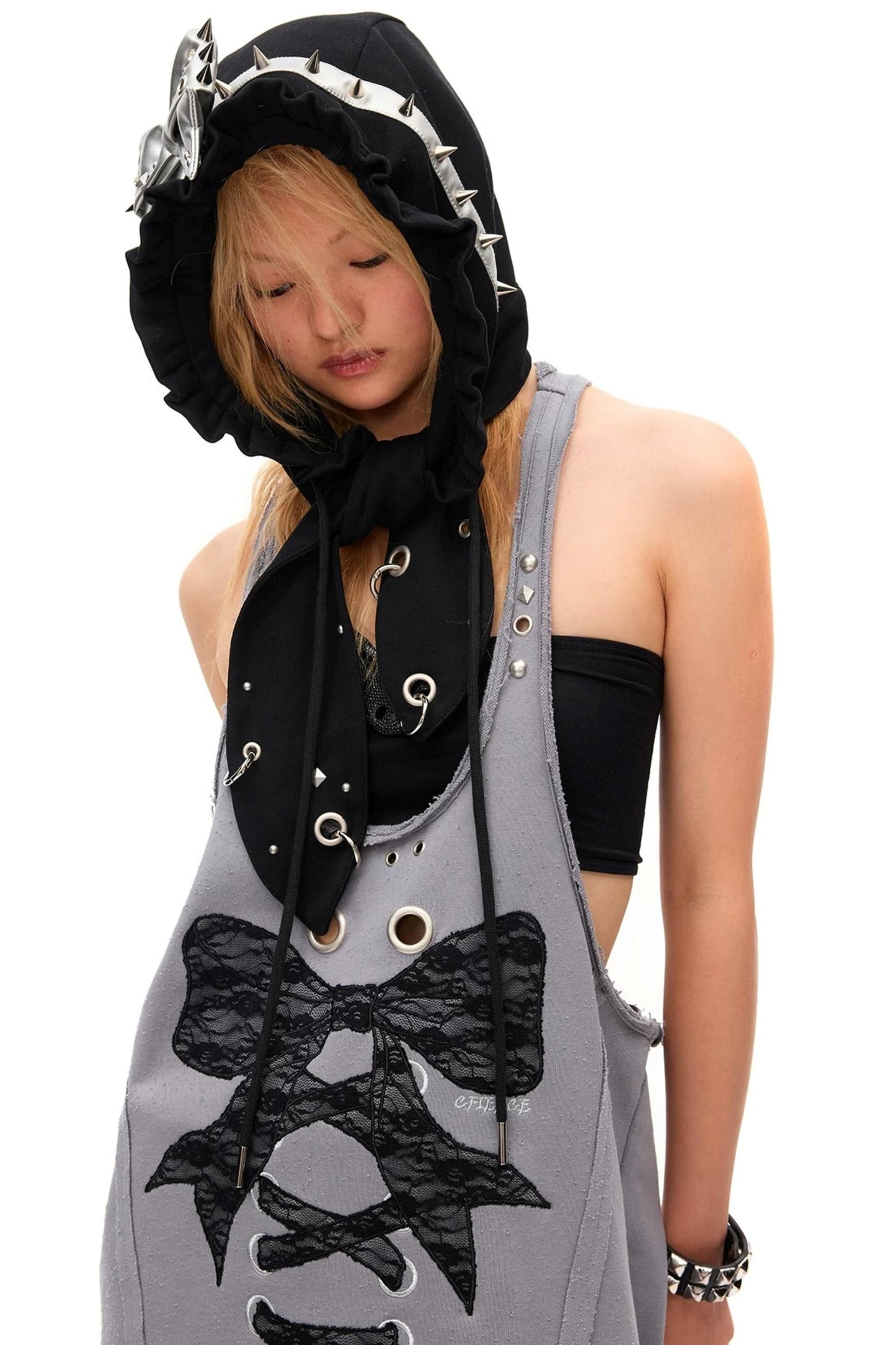 Studded Bow Rabbit Ear Hat