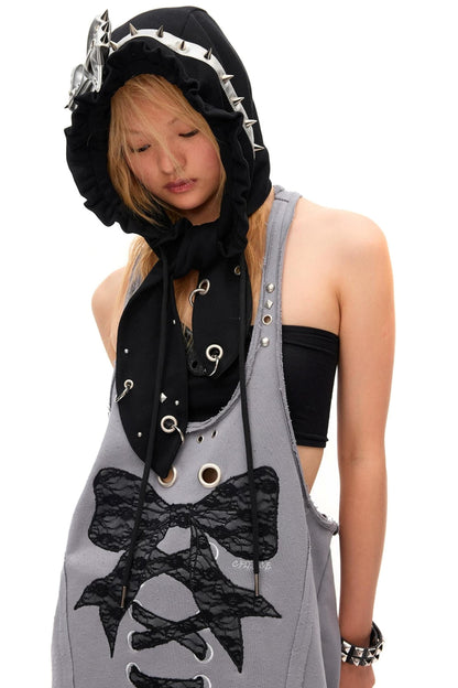 Studded Bow Rabbit Ear Hat