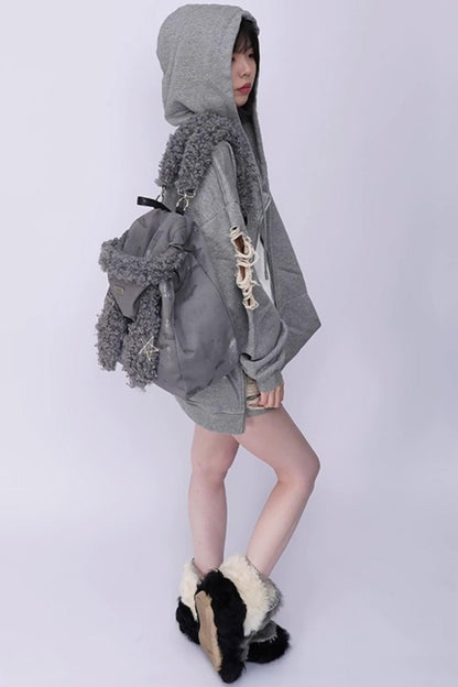 Cute Furry Rabbit Ears Backpack