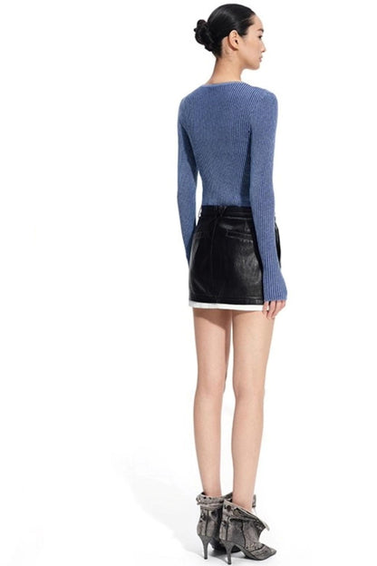 Wool Cropped Crew Neck Cardigan