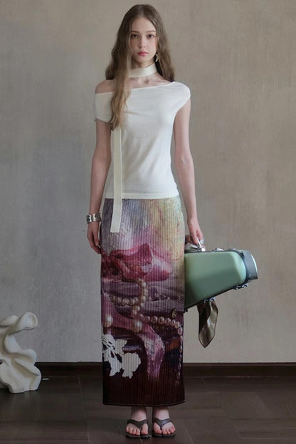 Milk White Asymmetrical Knit Top