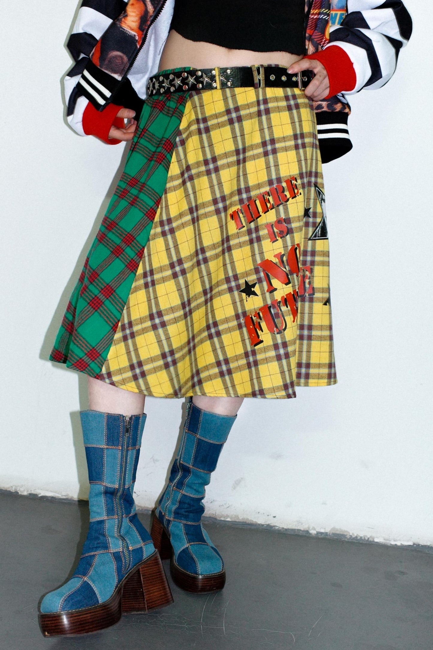 Punk Plaid Layered Skirt