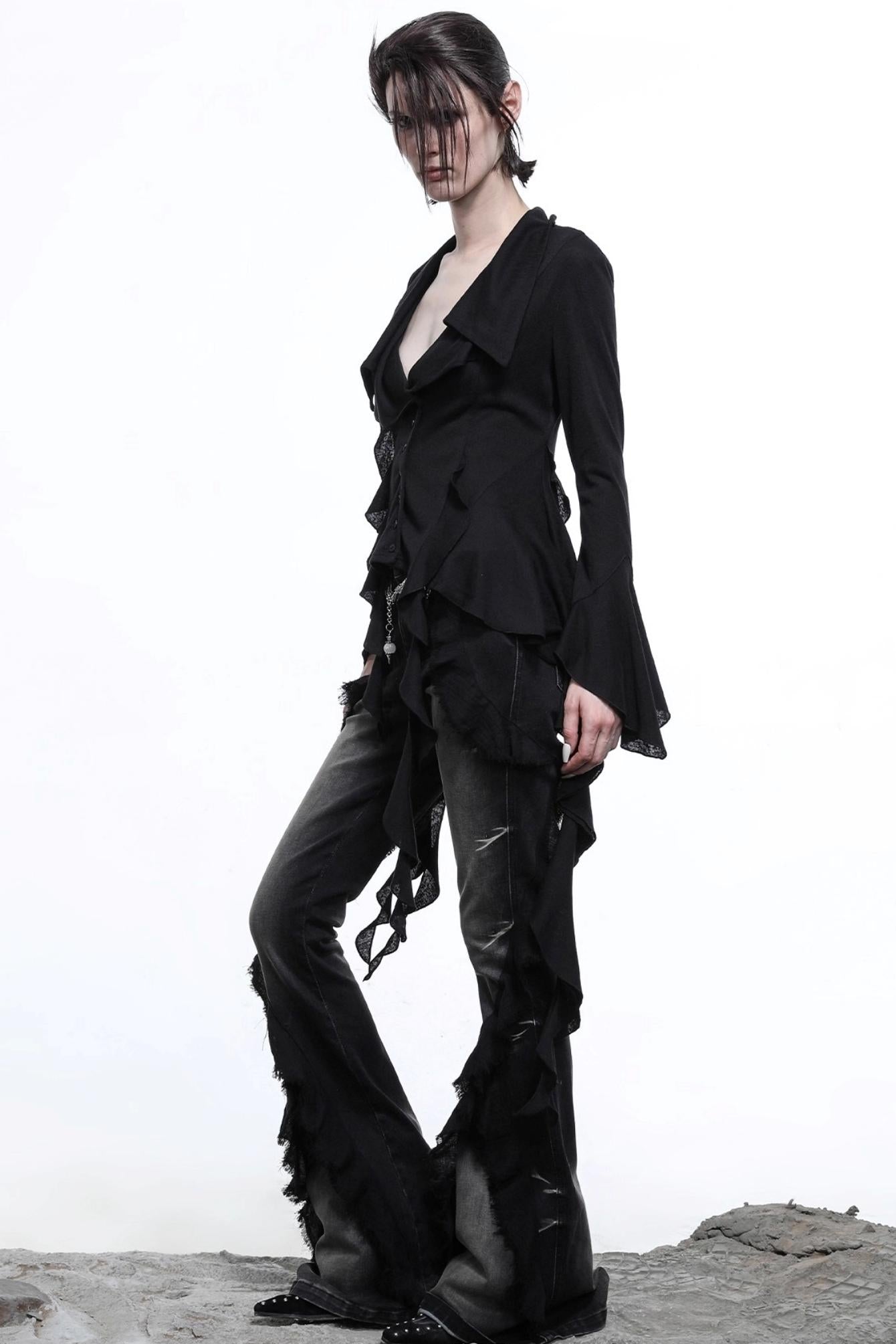 Lyocell Ruffled Cardigan