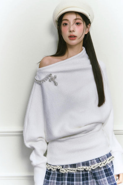 White Foaminck Slouch Sweater