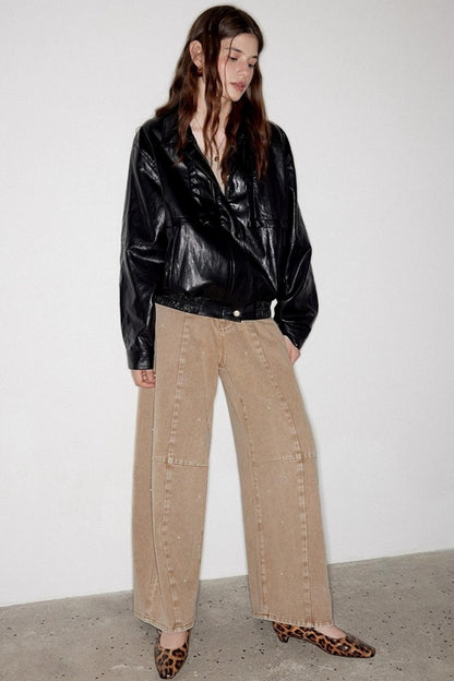 Washed Nail Beads Loose Scimitar Jeans