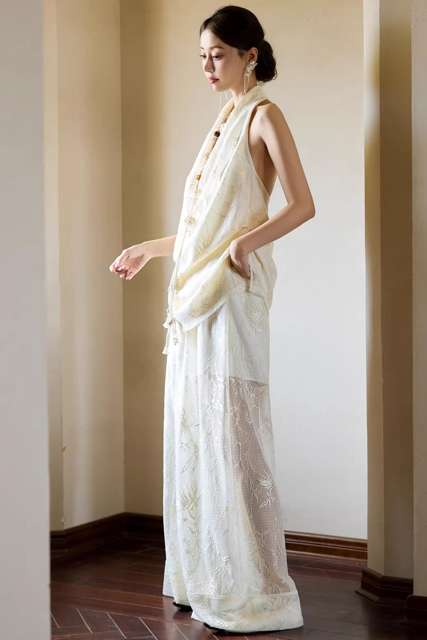Off-White Draped Halter Top
