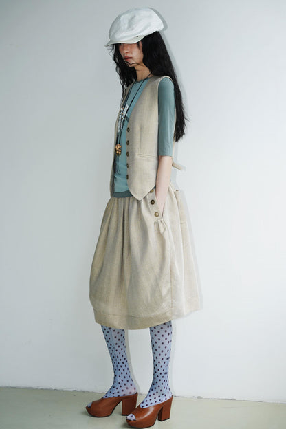 Slim Vintage Linen Layered Vest