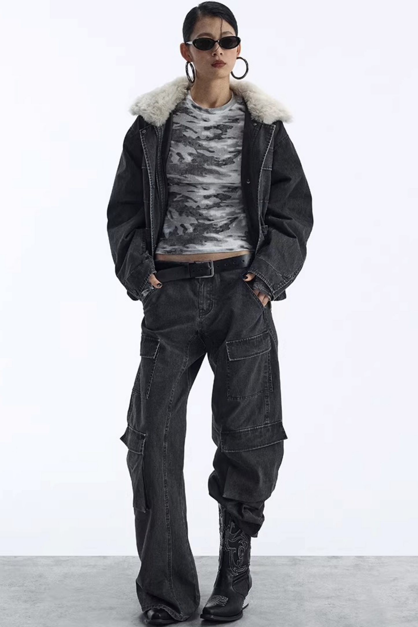 Abnehmbarer Kunstfellkragen gepolsterte Jacke