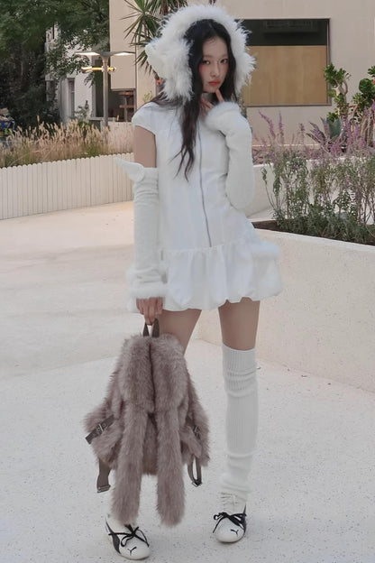 Furry Bunny Ears Backpack