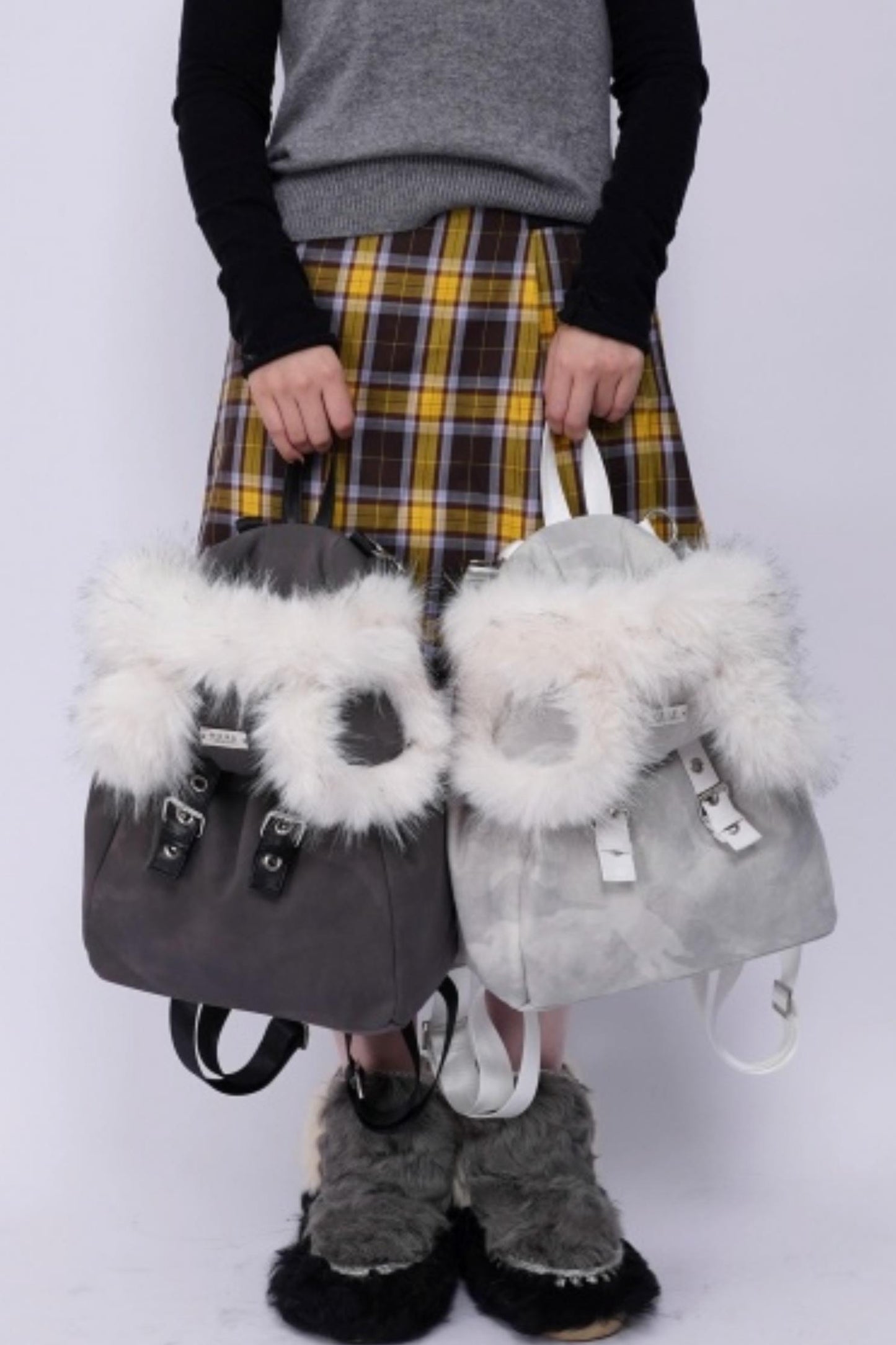 Furry Bear Crossbody Backpack
