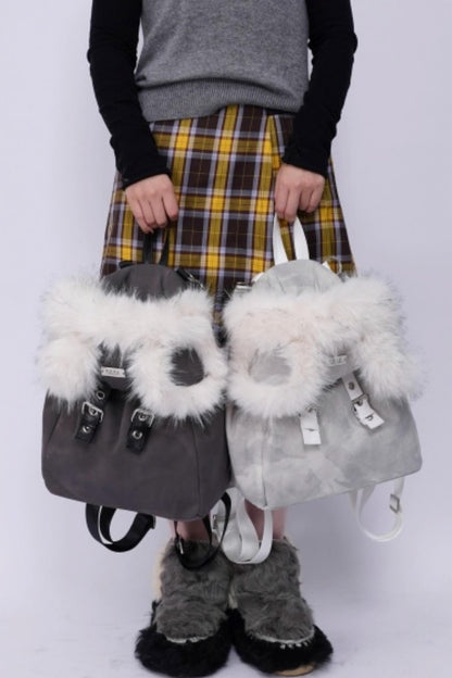 Furry Bear Crossbody Backpack