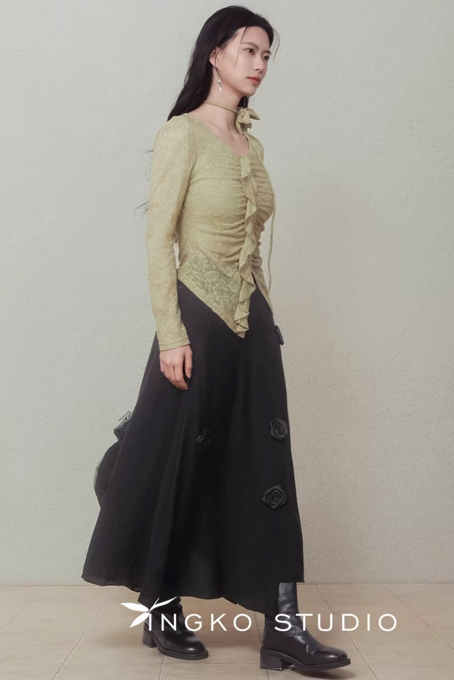 Spring Bud Green Floral Top