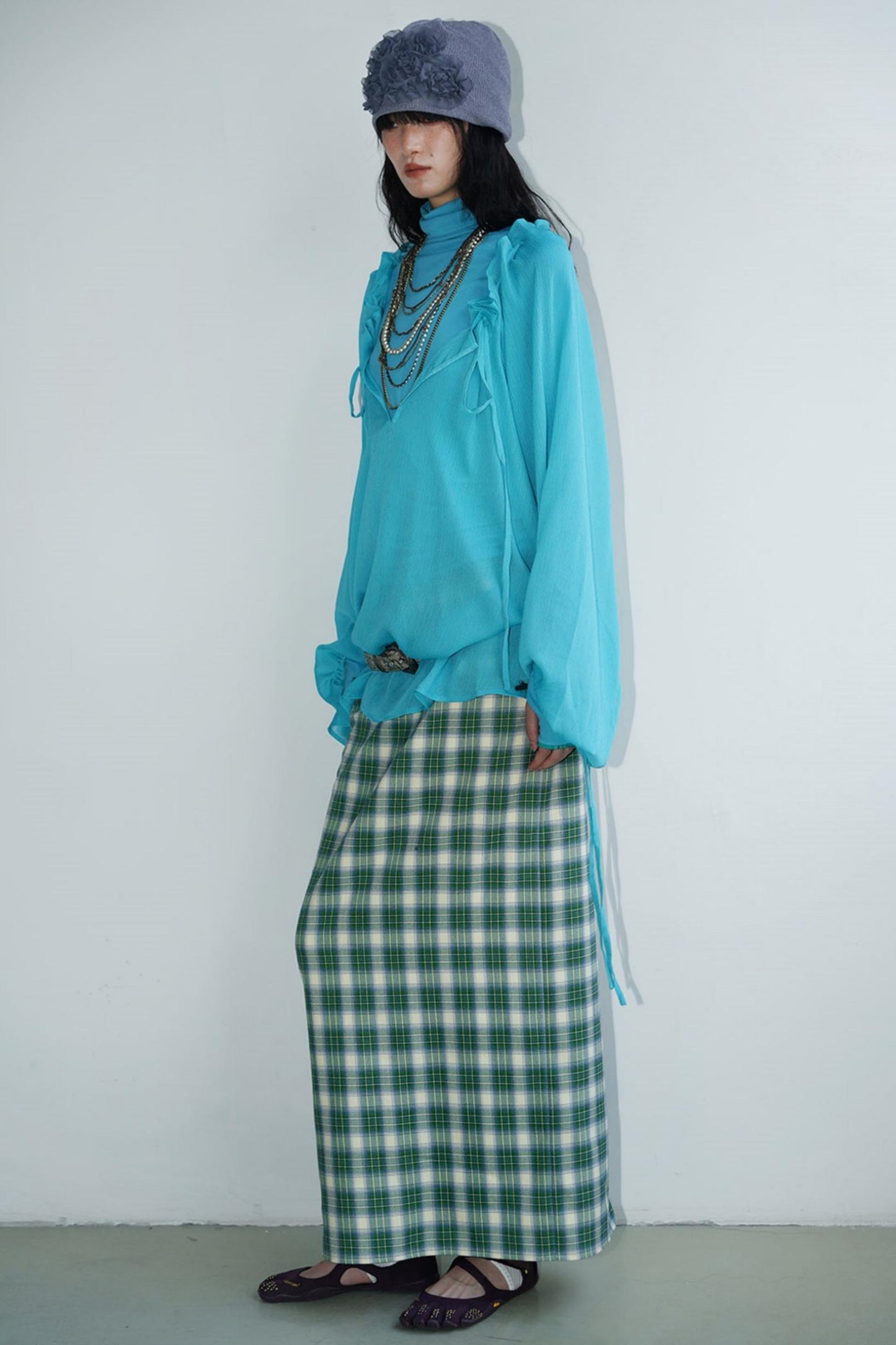 Vintage Long Straight Pleated Skirt