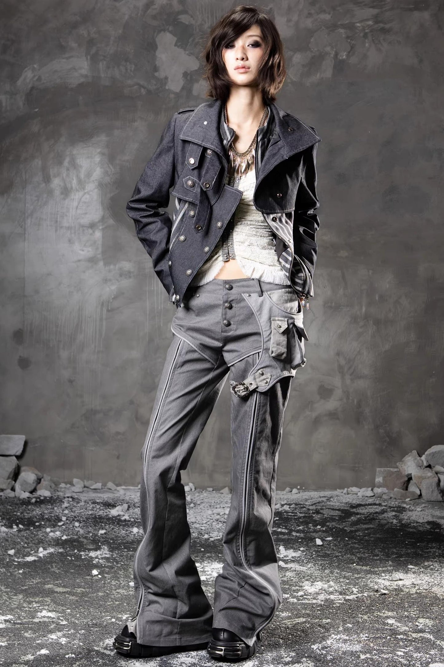 Denim Patchwork Striped Jacket