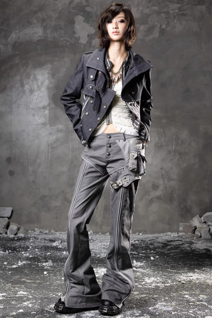 Denim Patchwork Striped Jacket