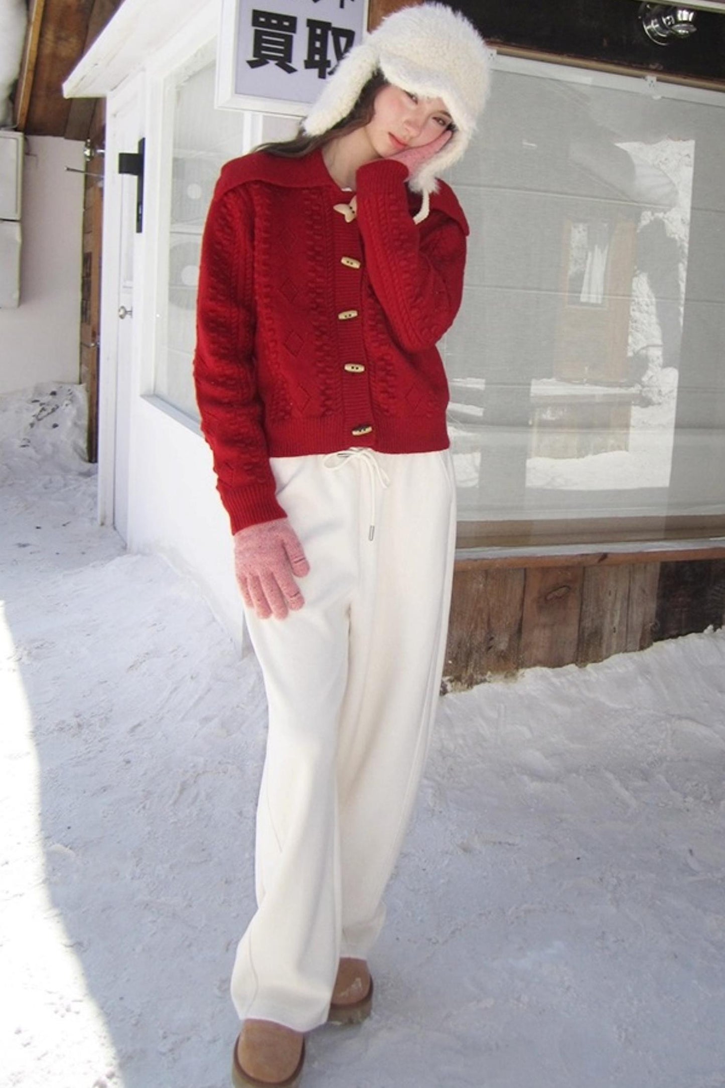 Winter Gingerbread Knitted Cardigan Set-Up