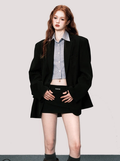 Shoulder padded blazer coat