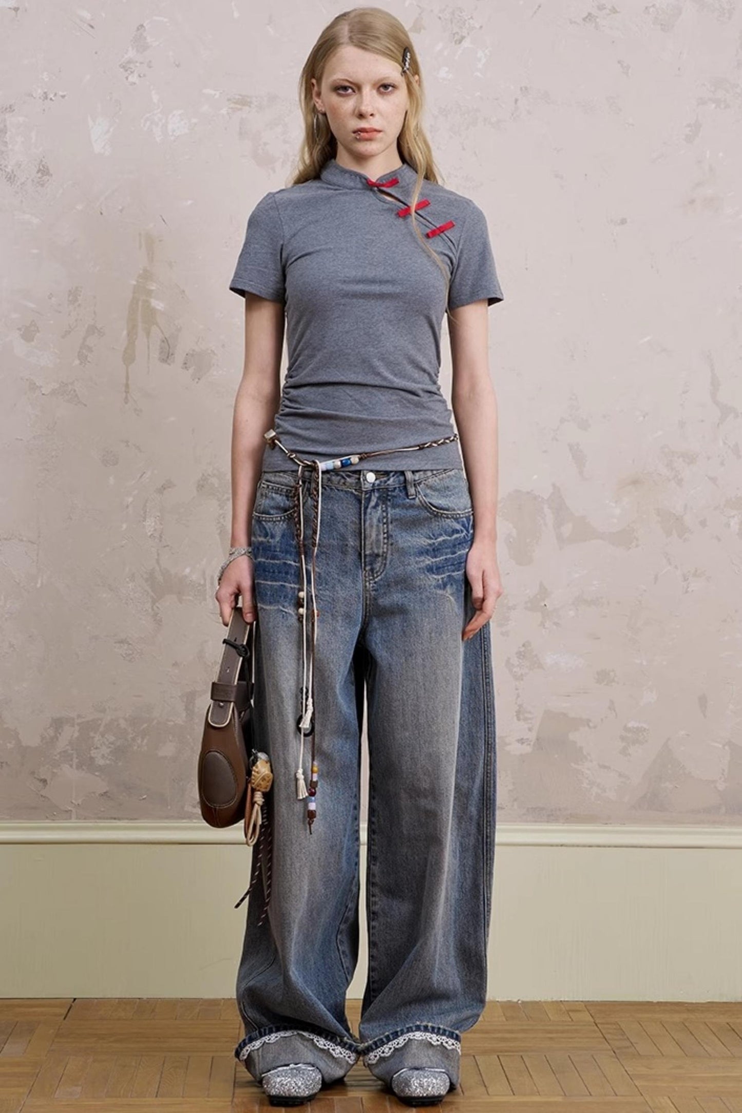 Chinese Chic Bow Short Sleeve Top