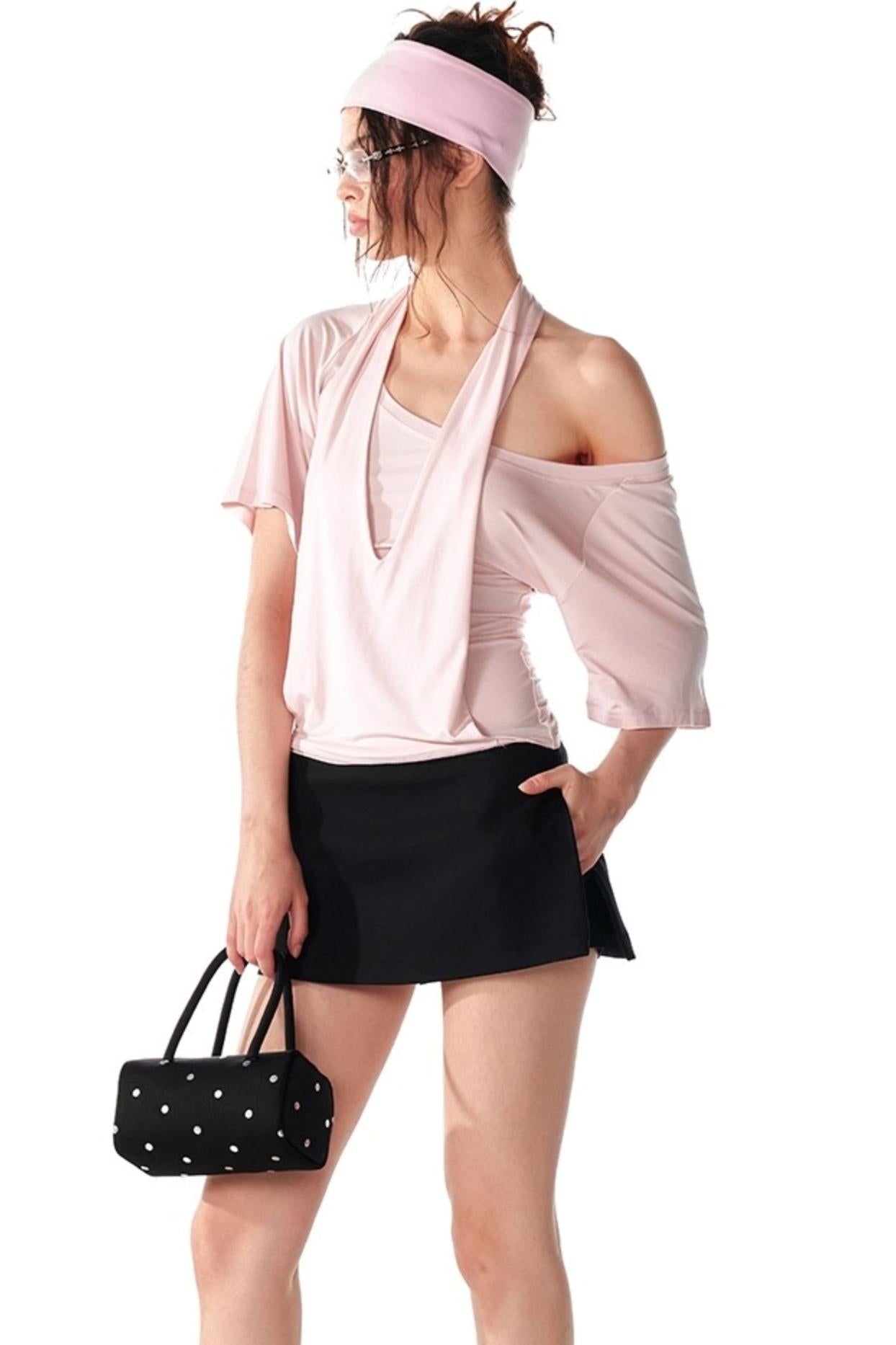 Soft Skin-Friendly Halterneck Stretch T-Shirt