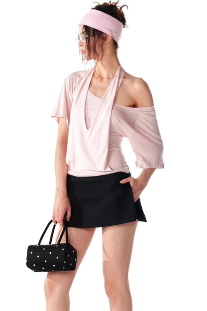 Soft Skin-Friendly Halterneck Stretch T-Shirt