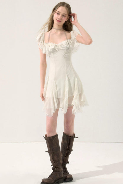 Fairy-Like Ruffled Lace Dress