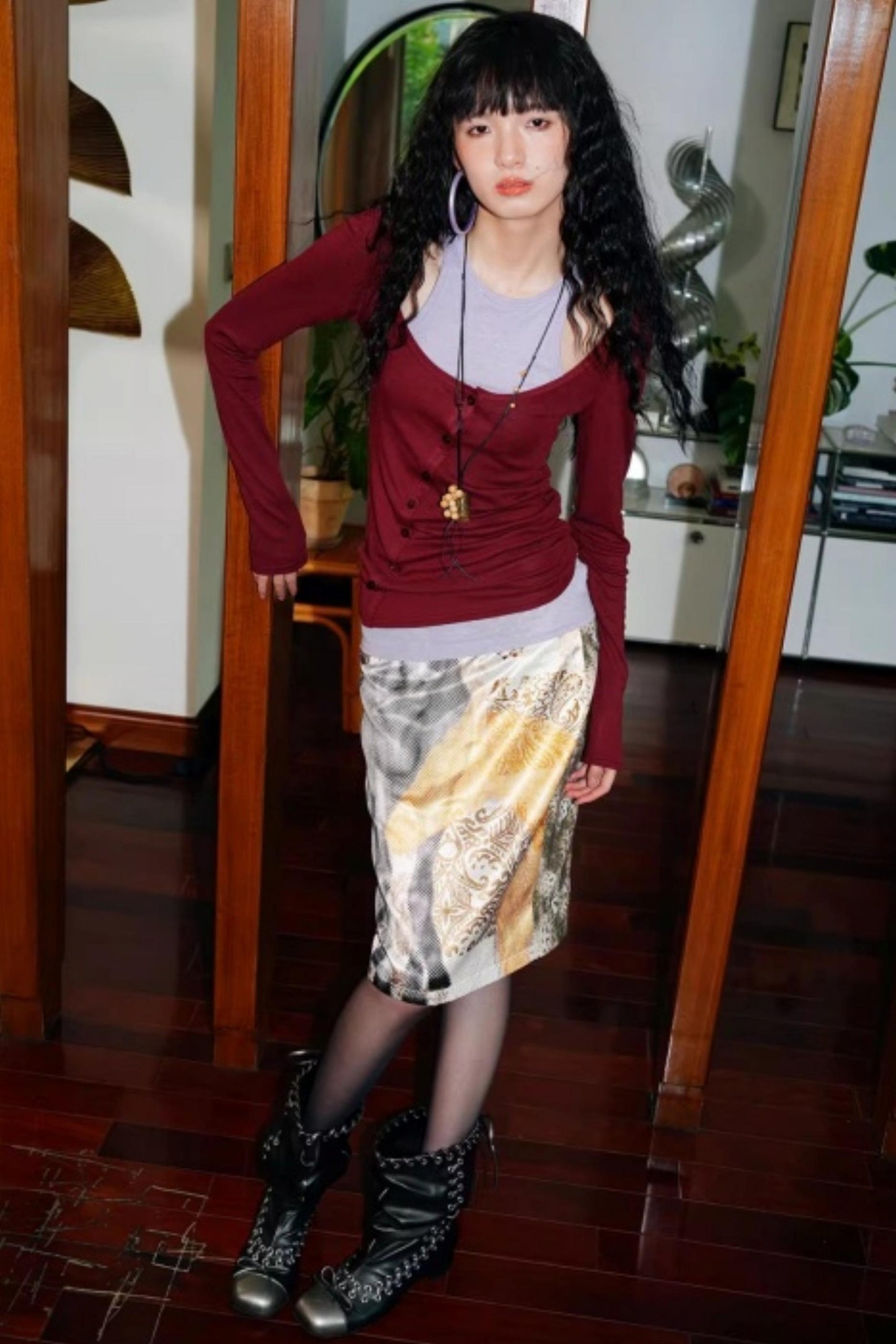 Vintage Original Print Denim Skirt