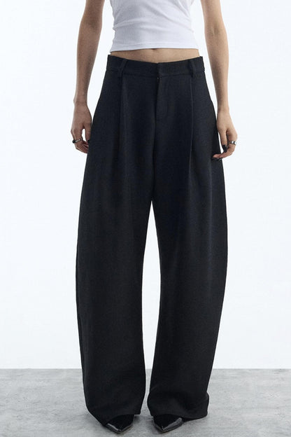 Black Wool Scimitar Trousers