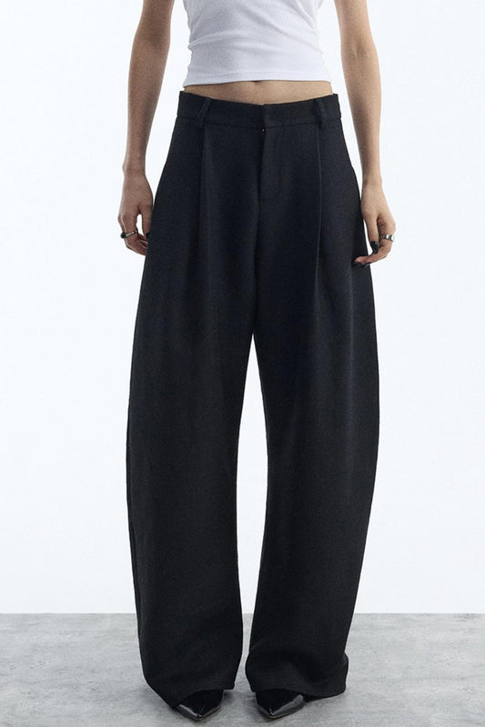Black Wool Scimitar Trousers