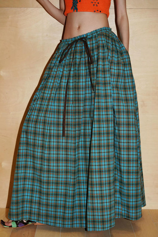 Retro Plaid Elastic Skirt