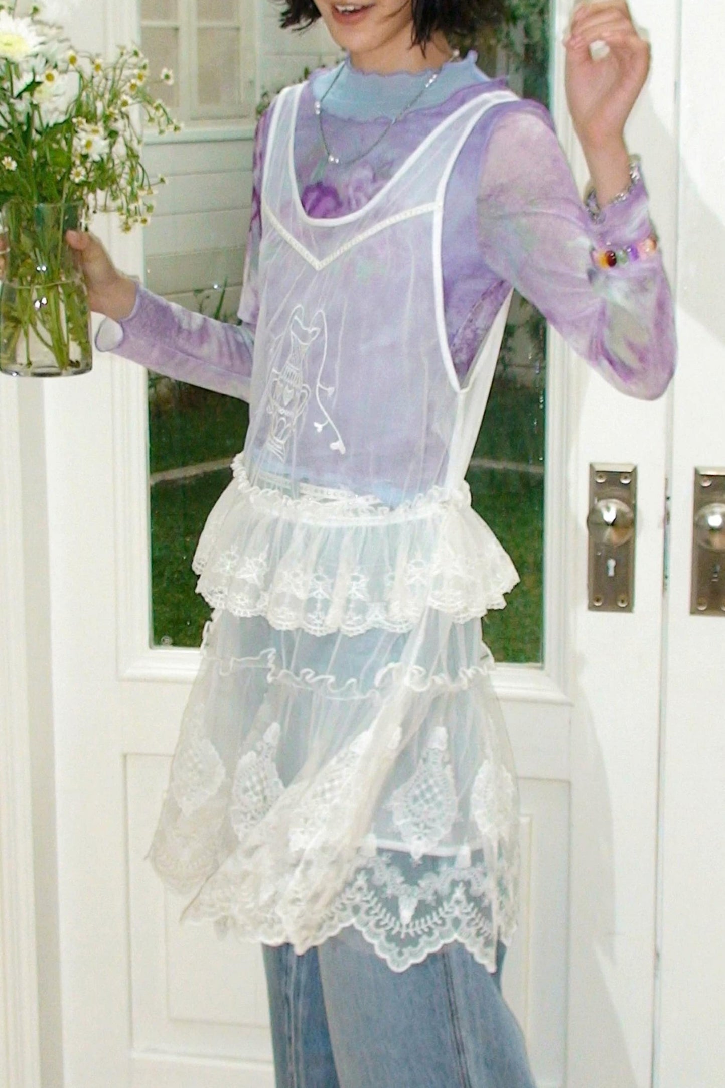 Veil Embroidery Lace Cover Up Dress