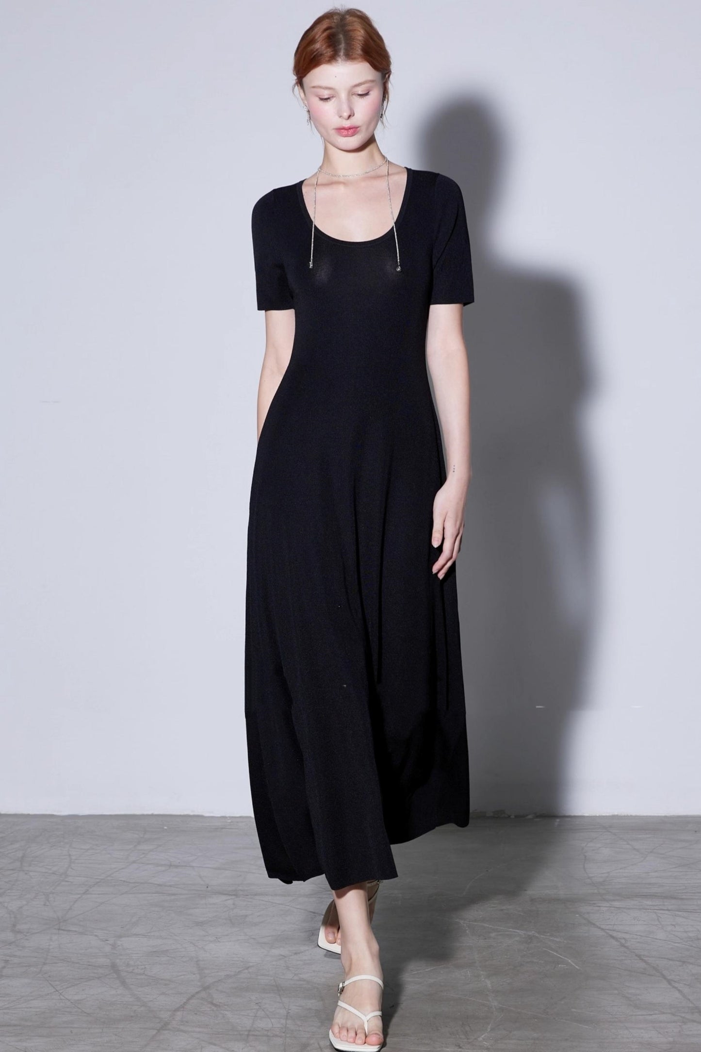 Silk U-neck Knit Dress