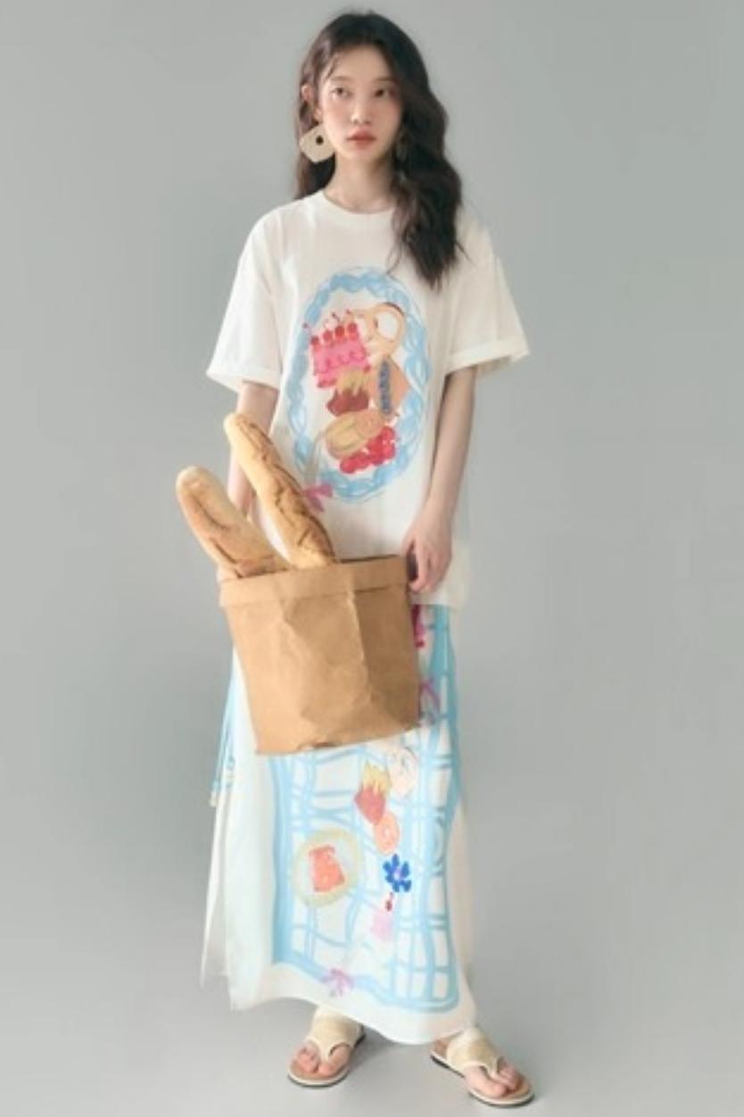 Hand-Painted Crewneck Cotton T-Shirt