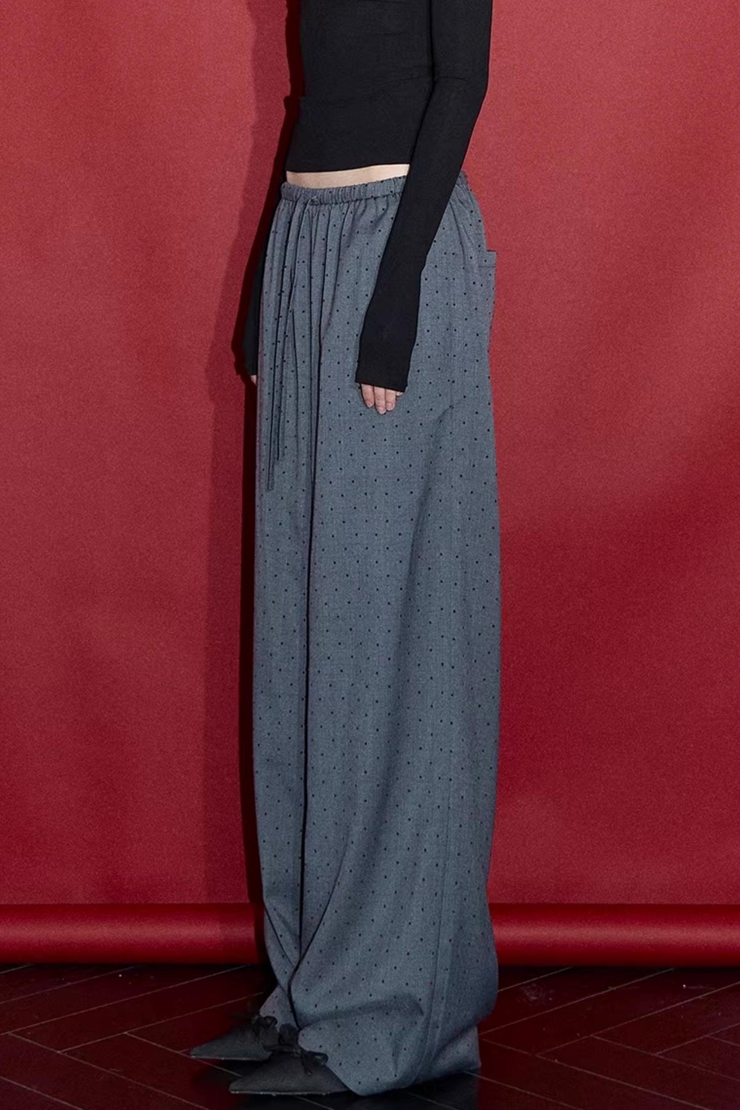 Retro Gray-Red Polka Dot Trousers